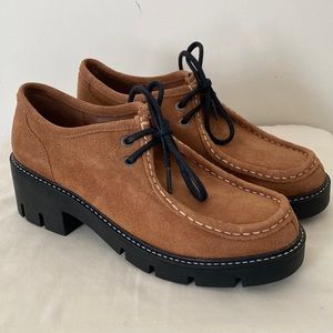 Golo Womens Tan Suede Leather Shoes 8 Laceup Platform Loafer NEW